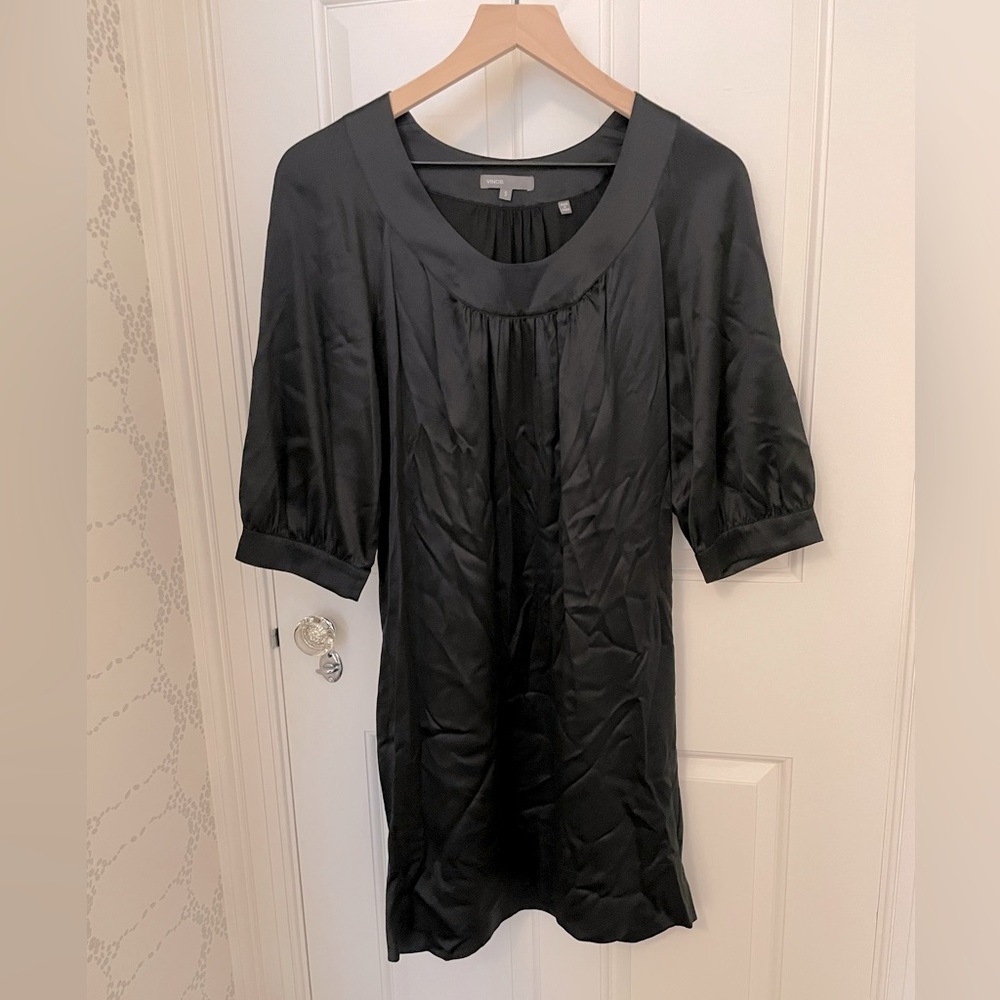Vince Silk Short Sleeve Dress - Black - Women’s Small